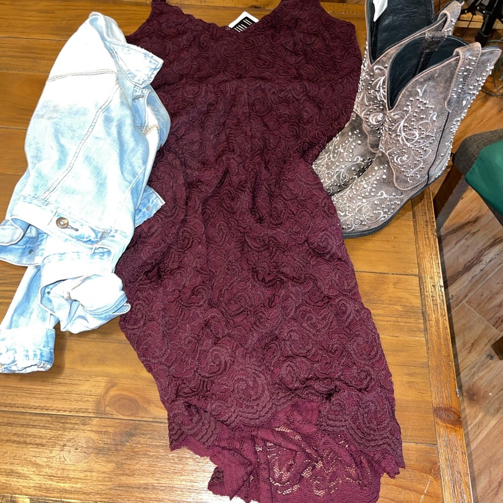 Torrid‎ Dark Purple/plum Lace Fully Lined Spaghetti Strap Dress Size 4 NWT